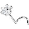 OUFER 20G Piercing Naso Donna Anellino Argento 925 S Fiore Piercing Naso Nostril Transparent CZ Nose Ring 7mm Gioielli Per Il Corpo Per Le Donne