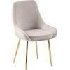 CLP Sedia da Pranzo Elmira I Sedia da Cucina Imbottita con Rivestimento in Velluto, Colore:Grigio, Materiale Base:Metallo Oro