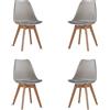 EGOONM Set di 4 Sedie da Pranzo Moderne, Sedie da Cucina con Cuscino Imbottito in Lino, Sedie Nordiche per Cucina, Ufficio, Soggiorno (Marrone-GZ)