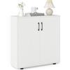 COSTWAY Credenza Bassa per Soggiorno con 2 Ante e Mensola Regolabile su 5 Livelli, Mobile da Cucina Moderno in Legno, Mobiletto Salvaspazio per Salotto e Ingresso, 80 x 31,5 x 82 cm (Bianco)