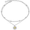 VONALA Cavigliera in argento Sterling 925, margherita/occhio malvagio, farfalla/girasole/stella, doppia catena gioielli per donne e ragazze, medium, Argento sterling, Zirconia cubica