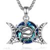 CELESTIA Collana Donna Argento 925 Ciondolo Tripla Luna e Serpente (Lilith) con Cristalli Blu, Esoterismo Gioielli Spirituali Strega Regali per Compleanno, Festa della Mamma