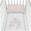 baby idea Babysanity Piumino Lettino Neonato Ricamato Completo Federa e Copripiumino e Lenzuolino con Angoli Sfoderabile Senza Paracolpi Lettino - Made in Italy- (Orsetto Cuore Beige)