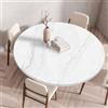Morbuy Plastificata Tovaglia Rotondo con Bordo Elastico, Marmo Colorato Tovaglie da Tavola Antimacchia Plastica Tovaglia per Salotto caffè Pranzo Giardino Decorazione (120cm,Bianco)