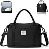 WEPLAN Borsa da Viaggio Donna Borsa da Viaggio Aereo 40x20x25 Ryanair Bagaglio a Mano Borsa Sportiva Unisex Weekender con Scomparto per le Scarpe Borsone Palestra Donna Ospedale Impermeabile,Nero