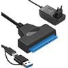 Vinmooog Cavo dati da SATA to USB Adattatore da USB 3.0 a disco rigido sata,Compatibile con dischi rigidi esterni e interni Adattatori SSD/HDD da 2,5 3,5 pollici Supporto per sistemi operativi Windows, Mac