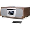 LEMEGA M5P Impianto Stereo Casa HiFi Compatto con Lettore CD Stereo,Radio Internet DAB,Radio FM,Trasmissione Bluetooth,Spotify,Lettore USB,AUX-in,Display LED e Pulsante Grande, Telecomando,Noce scuro