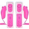 TechKen Controller e Nunchuck, Joystick di Gioco Remoti sena fili per Wii e Wii U (2 Rosa)