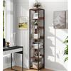 Trironsun Libreria a 6 livelli, angolare industriale, sottile per ufficio, torre quadrata rustica per piccoli spazi