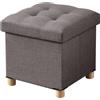BRIAN & DANY Pouf Contenitore, Puff Poggiapiedi Pieghevole, Sgabello Quadrato Contenitore Per Soggiorno, Camera Da Letto, Camerino, Marrone, 38 X 38 X 38 cm