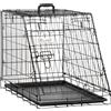 PawHut Trasportino per Cani in Metallo e PP, Gabbia per Cani a Trapezio per Auto con Maniglia, 77x47x55cm Nero|Aosom