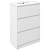 kleankin Mobiletto Bagno a 2 Cassetti in Truciolato con Lavabo in Ceramica Sintetica, 61x37x88 cm, Bianco