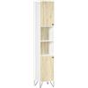 kleankin Mobiletto Bagno Moderno Salvaspazio con 2 Ripiani Aperti e 2 Armadietti, Colonna in Truciolato, 30x31.5x169cm, Bianco|Aosom Italy