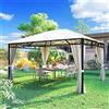 BAKAJI Gazebo da Giardino Beige in Metallo Robusto con Tende Chiusura Cerniera Zip, Telo impermeabile, Struttura Tubolare in Ferro, Design Elegante e Moderno (3 x 4 Metri)