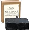 LIDKOR Sapone Mani e Corpo Nero con Carbone Attivo 100g - Cura Nutriente & Detergente per Pelle Grassa e Impure con Olio di Ricino e Cocco - Sapone Antibatterico - Detergente Viso Contro Punti Neri