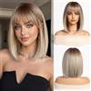 Esmee Parrucca Bob Corta Liscia Biondo Ombre per Donna - 12IN