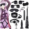 Qoosea 12 Pezzi Bondage Kit SM Bondage Set Erotico Giocattoli Sessuali Set Plug Anale Butt Plug Set per Principianti e Gli Esperti, BDSM Giocattoli Sessuali Manette Erotiche per Coppie(Nero)