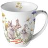 Ambiente Tazza da caffè con manico, tazza da tè 0,4 l, fine bone porcellana porcellana pasquale, coniglietto pasquale primavera serie carrot treat