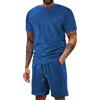 HEONSATI Completo Estivo Uomo Elegante Tuta Casual Leggeri Sportivo Tute Cotone Due Pezzi T Shirt Manica Corta E Pantaloni Completino Estivi Jogging Completi Da Casa Palestra Taglie Forti Fitness