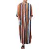 Oanviso Musulmano Vestaglia da Uomo Scollo a V Accappatoio in Cotone e Lino Casual Vestaglia a Maniche Lunghe Araba Islamico Dubai Vestaglia in Stile Etnico Comfort Camicia Lunga B01 XS