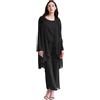 Freebily Completo da Donna 3 Pezzi Elegante Pantaloni a Gamba Larga + Corpetto Canotta + Cardigan Cappotto Abito per Cocktail Feste Tailleur in Chiffon Tuta Donna Leggera Nero L