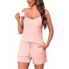 Bresdk Pigiama Donna Sexy Pigiami Due Pezzi PJ Set Pigiama da Notte Estivo Canotta e Pantaloncini on Scollo a V Corta in Pizzo