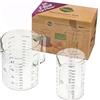 TreeBox Caraffa Graduata in Vetro Borosilicato con Beccuccio - Set da 2 - Precisione e Alta Qualità - Resistente al Calore e Adatto al Microonde - Differenti Unità di Misura - Perfetto per Cucina