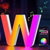 Cpeelsdo Lettere Luminoso APP Controllo, RGB Luci LED di Lettera Alfabeto con USB, Figura a Lettere Luce per Decorazione e Atmosfera, Luci Notturne Scrivania, Compleanni, Matrimoni, Vetrine - W