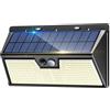 nipify Faretto Led da Esterno Solare, 318 LED Luce Solari Esterno con Sensore di Movimento, 3 Modalità IP65 Impermeabile Faretti Solare per Giardino, Parete, Garage