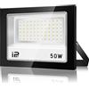 VRFMALIY Faretto LED da Esterno 50W,5000LM 7000K Faro LED Esterno,72 LEDs Super Luminoso Bianco Freddo Luce di Sicurezza IP67 Impermeabile Faretti LED per Garage,Cortile,Giardino,Terrazza,Patio