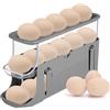 KITDAHOM Dispenser uova a 3 livelli - Contenitore uova frigo 28×15×8,5cm - Plastica - Scorrimento automatico, salvaspazio, con coperchio - Per frigo e cucina (Grigio)