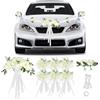 Supaway Decorazione cofano auto matrimonio bianca, Set PKW per cerimonia con 9 rose, ventose, 2 x 4,4 m di nastri e 1 nastro adesivo, Addobbi per macchina da sposa e festa