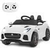 COSTWAY Jaguar Auto Elettrico 12 V per Bambini, Macchina Elettrica con Telecomando, con Luci Musica Storia, Avvio Lento, Velocità 3-5 km/h (Bianco)