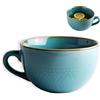 YUNXCNA Tazza grande in ceramica, 700 ml, tazza da caffè con manico, tazza per la colazione, forno a microonde, ciotola in ceramica, grande insalatiera, adatta per dessert di latte, farina d'avena, blu