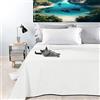 Byour3 - Copriletto PURO COTONE Organico 100% LEGGERO Letto Matrimoniale Singolo Piazza e Mezza Granfoulard Rettangolare Anallergico Telo Arredo Multiuso Copritutto (Bianco, Matrimoniale)