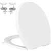 YEAUPE PRO Tavoletta WC Universali O Forma, YEAUPE PRO Copriwater, Sedile WC Chiusura Ammortizzata con Sgancio Rapido a un Pulsante, Plastica Facile da Pulire, Bianco, 44,6 x 37,2 x 4,3 cm