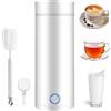 mumisuto Bollitore da Viaggio, 400ml Bollitore Elettrico Portatile, Mini Thermos 3 in 1, 304 Rivestimento in Acciaio Inox, con Funzione di Spegnimento Automatico, per Tè, Latte, Caffè (Bianco)