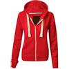 Parsa Fashions Felpa con cappuccio da donna, con zip, tinta unita, in pile, a maniche lunghe, con tasche frontali, morbida, elasticizzata, comoda, TAGLIE FORTI dalla S alla XXXXXXXL (UK 6-30), Rosso