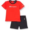 Champion American Classics- Set S/S Crewneck, Completo, Bimbo 0-24, Rosso/Blu, 3 anni