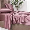 Jemiipee Completo Lenzuola Raso Matrimoniale Tinta Unita 180x200x36 cm - Lenzuola Sotto con Angoli Matrimoniali, Lenzuolo Sopra, 2 Federe - Biancheria da Letto Satin 4 Pezzi - Malva