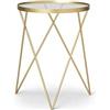 LIFA LIVING Tavolino da salotto moderno design vetro e metallo, tavolinetto color oro stile shabby, tavolino da caffè per cucina e soggiorno, Ø35.5 x 47.5 cm