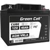Green Cell Batteria AGM 12V 40Ah ricaricabile sigillata VRLA | Per UPS, allarmi, giocattoli elettrici, impianti solari, scooter, backup e uso ciclico senza manutenzione