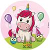 dekora - Cialda per torta Unicorno, Ciala in ostia tondo 20cm, topper commestibile per torta di compleanno, decorazione commestibile senza glutine