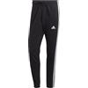 adidas Uomo Essentials French Terry Tapered Elastic Cuff 3-Stripes Pants, Black / White, S