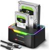 POSUGEAR Hard Disk Docking Station USB 3.2 Gen 1 per HDD/SSD SATA da 2,5 e 3,5 Pollici, Doppio Alloggiamento Dock per Disco Rigido Fino a 40TB con UASP e Cavo 2-in-1 Supporto Clonazione Offline
