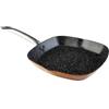 WECOOK! Professional Bistecchiera Liscia 28 X 28cm, Induzione, Antiaderente Ecologico in Pietra senza PFOA, Alluminio Forgiato, 2,8 mm Spessore, Rame, Maniglia in Acciaio, Vitroceramica, Gas, Forno