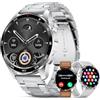 FOXBOX Militare Smartwatch Uomo,120+ Modalità Sportive Chiamata Bluetooth Calorie Frequenza Cardiaca Pressione Sonno per Android ios Argento Marrone