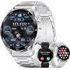 FOXBOX Militare Smartwatch Uomo,120+ Modalità Sportive Chiamata Bluetooth Calorie Frequenza Cardiaca Pressione Sonno per Android ios Argentato