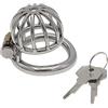 MKGMYGZ Gabbia Di Castità Piatta In Acciaio Inossidabile Blocco Di Castità Per Uomo Gabbia Per Pene Uomo Con Tubo A Serratura Scura, Bondage Per Coppie SM Giocattoli Sessuali (50mm/1.97in)