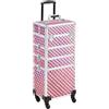 Soberine Valigia Porta Trucchi Trolley Make Up 4 in 1 Professionale Beauty Case Estetista Ruote Staccabili Rosa